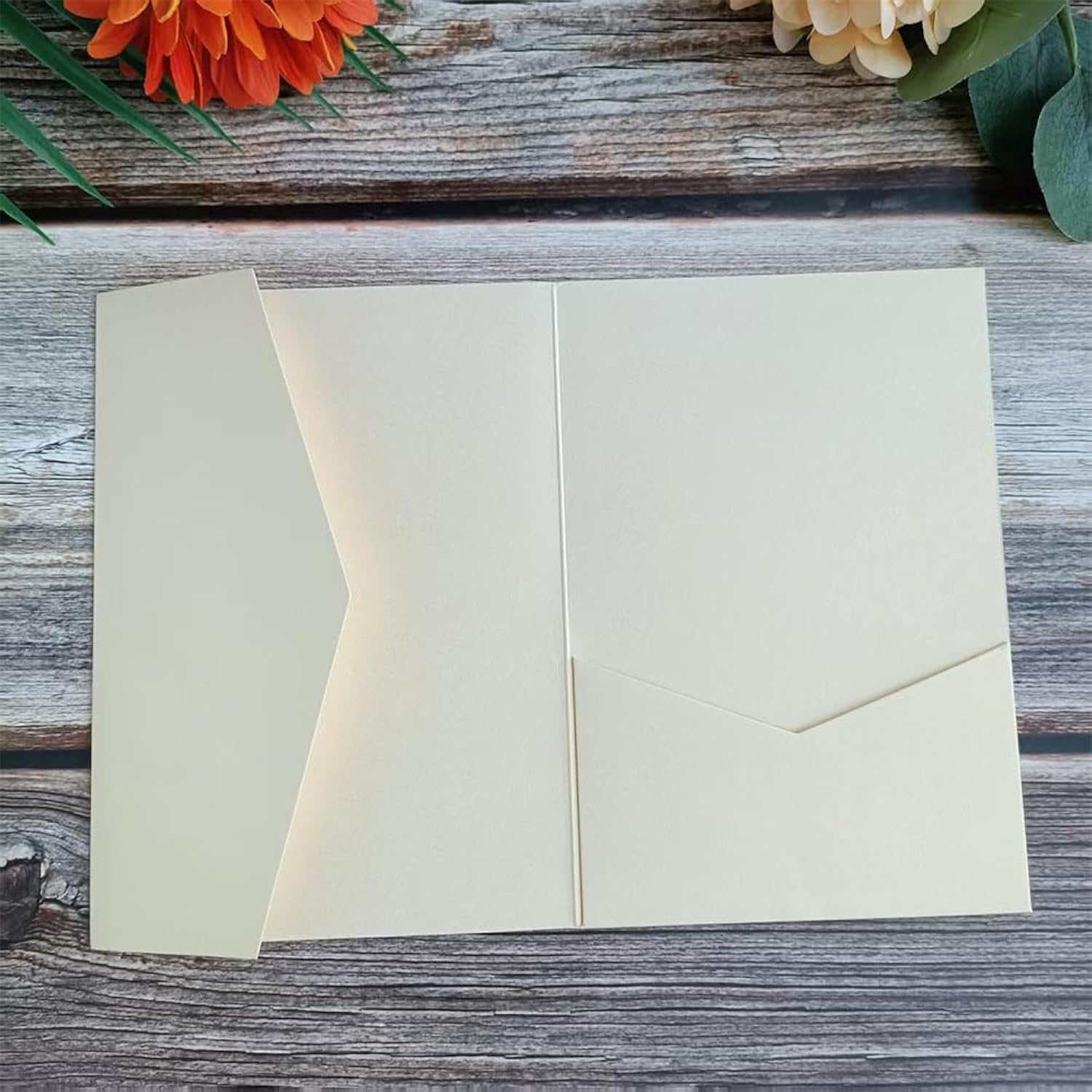 Light Gold Invitation Jacket Tri Fold Pocket Envelope Wedding Anniversary Holiday Cards Sleeve 25Pcs (Light Gold)