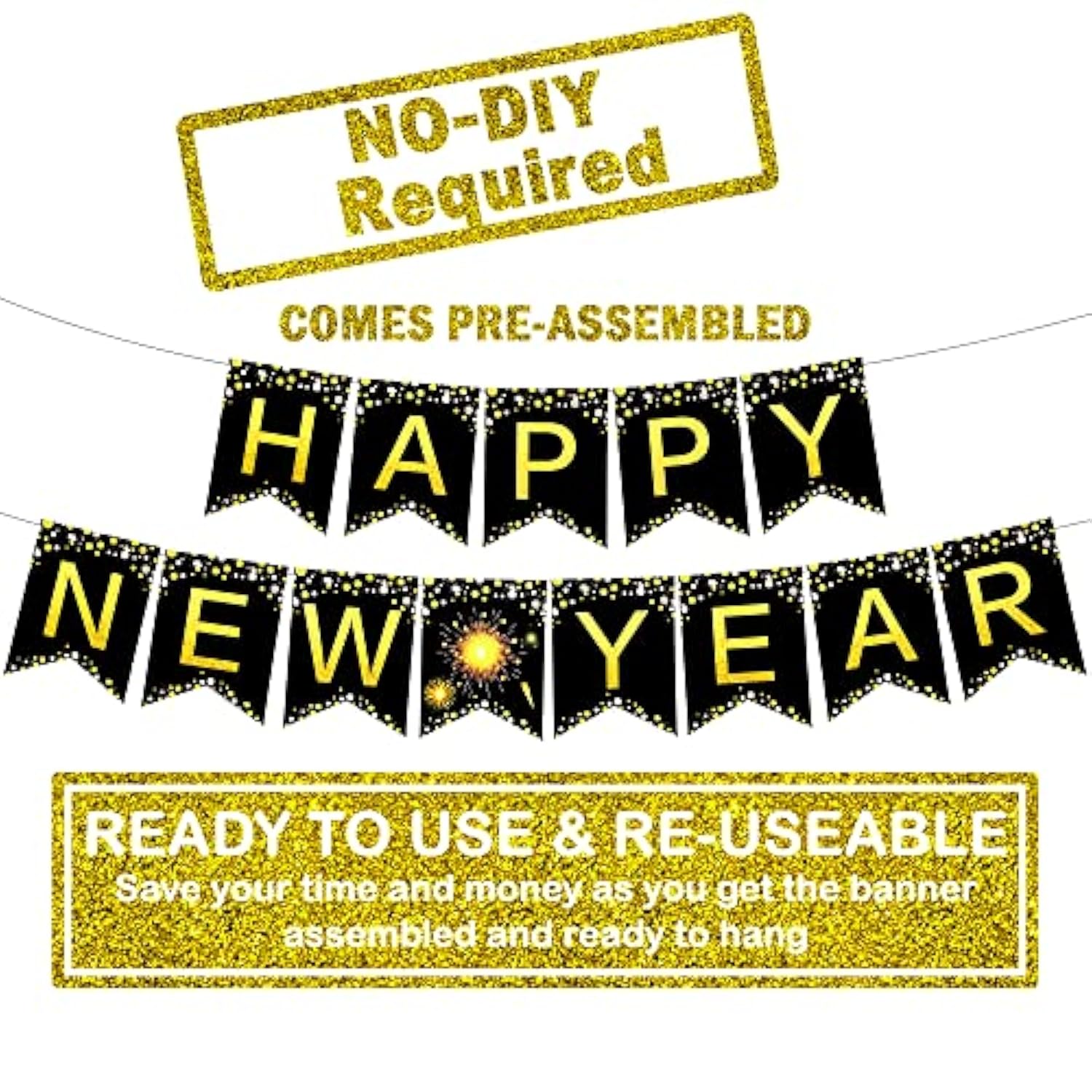 10 Ft 2026 Happy New Year Banner for Party and New Year Decorations