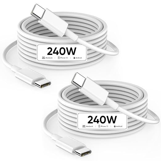240W USB C to USB C Fast Charging Cable 6.6FT for MacBook iPad Pro iPhone 15 Samsung Galaxy Charger Cord
