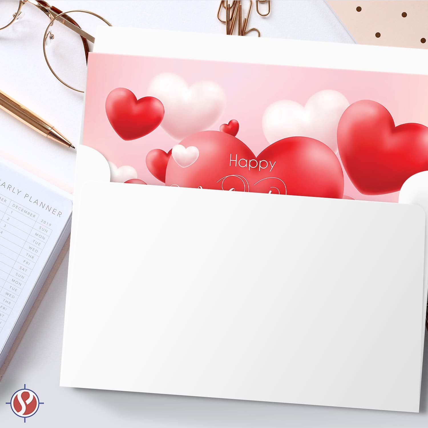 Happy Valentine’S Day Greeting Cards And Envelopes, Beautiful And Romantic Valentines Love Hearts Greetings For Husband, Wife, Boyfriend, Girlfriend | 5" X 7" | 25 Valentine Cards & 25 Envelopes