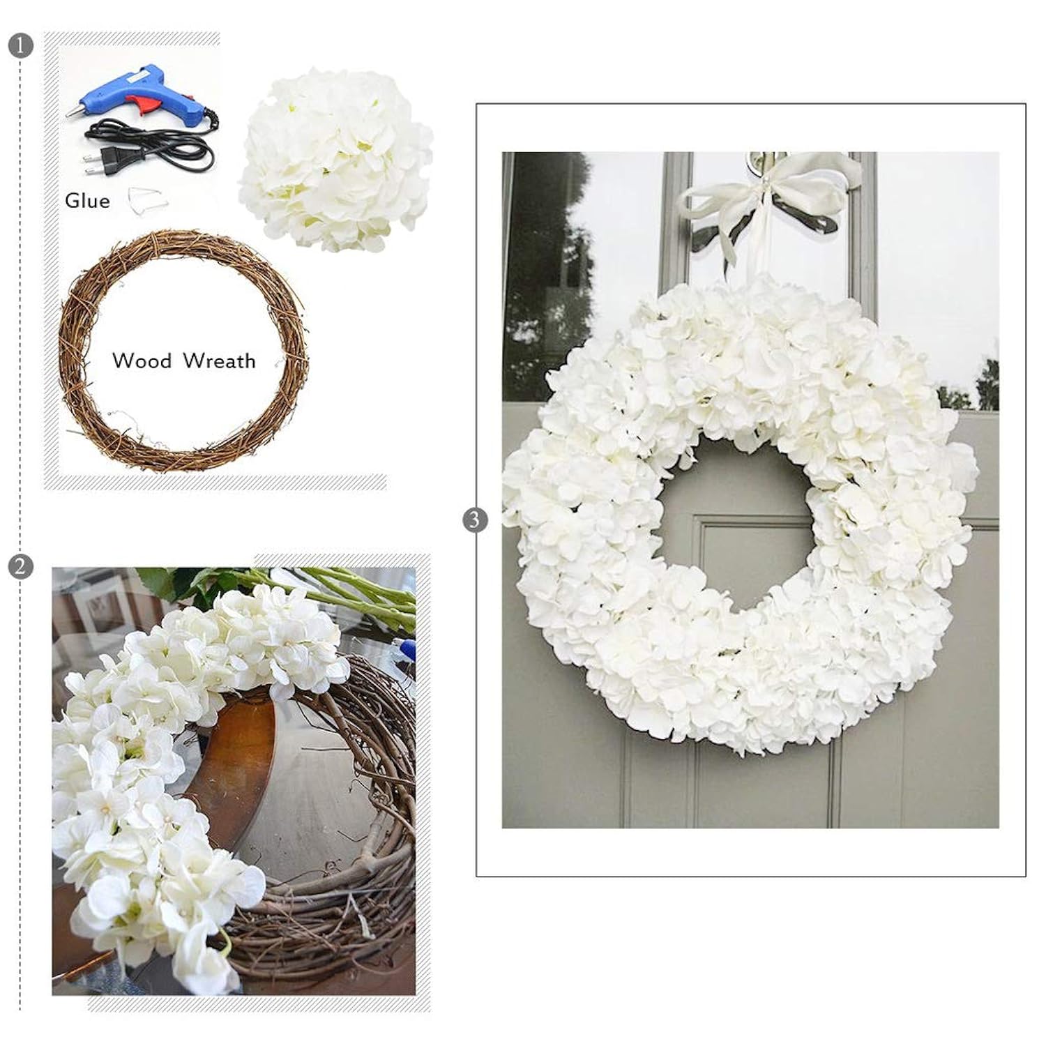 Artificial Bigger Silk Hydrangea Flower Heads With Stem Fake White Hydrangea Flowers For Wedding Home Garden Centerpiece Pack Of 6