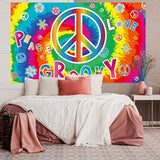 60's Hippie Party Decorations, Groovy Banner & Photo Backdrop, Peace & Love Theme (72.8x43.3 Inch)