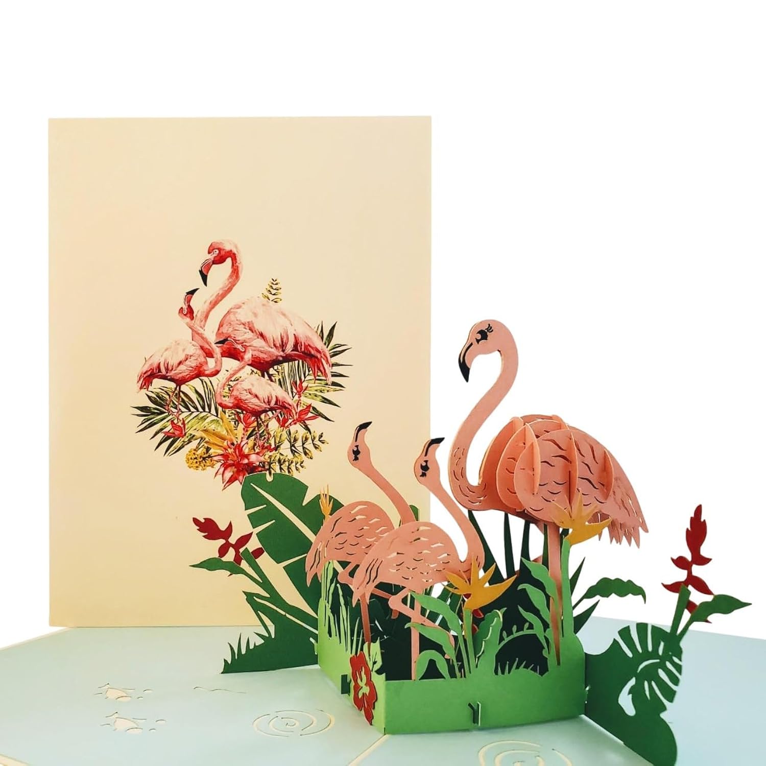 Flamingo Pop Up Greeting Card – 3D Tropical Flamingos, Elegant Nature Romantic Gift, Birthday, Anniversary, Friendship, Mother’S Day, Women, Travel Lovers, 6” X 8”
