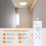 12 Inch Motion Sensor LED Ceiling Light with Remote 2400LM Dimmable Flush Mount