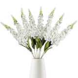 8Pcs White Snapdragon Artificial Flowers Delphinium Artificial Silk Flowers Long Stem Hyacinth Fake Flowers For Wedding Home Outdoor Party Floral Arrangement Centerpiece Table Decoration (White)