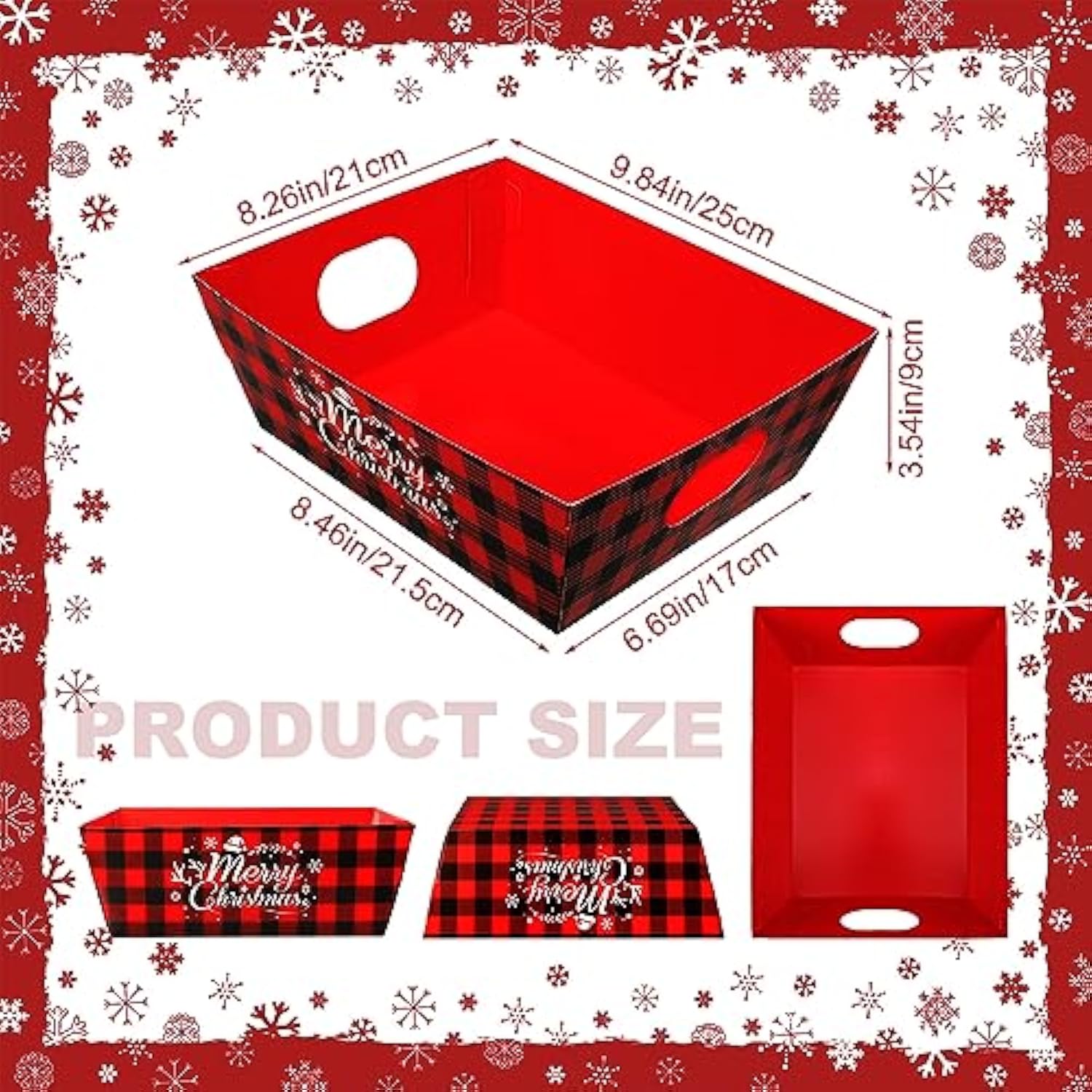 72 Pcs Christmas Gift Baskets Empty To Fill Kit Diy Basket For Gifts Empty Bulk 24 Tray Favor With Handles 24 Bows 24 Clear Basket Bags For Xmas Holiday Birthday (Buffalo Plaid)