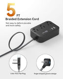 Flat Plug Power Strip USB C 5Ft Cord Cruise Ship Approved No Surge