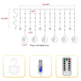 130 Led Star Moon Curtain String Lights,8 Modes Christmas Lights Decorations For Home,Hanging Moon Star Fairy String Lig