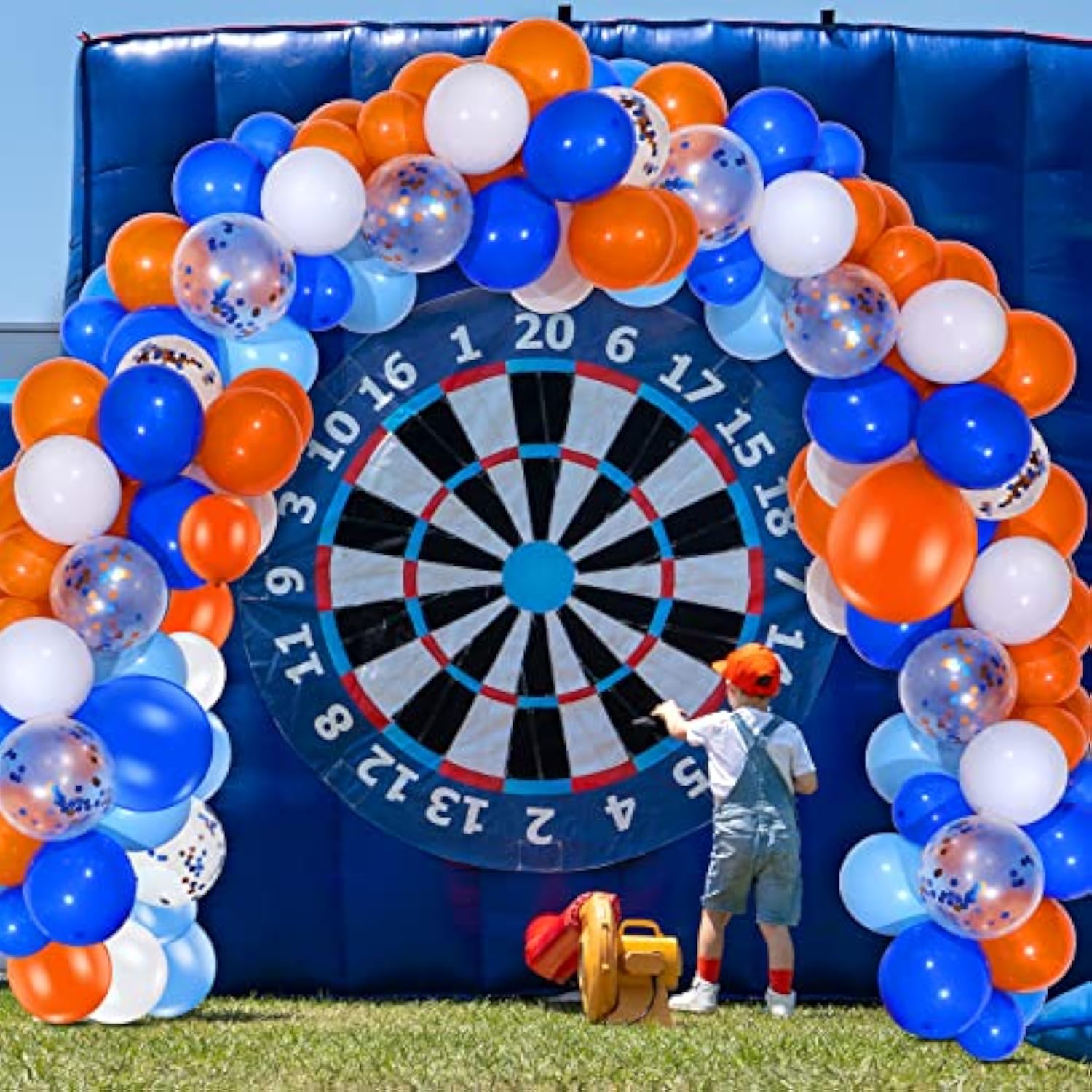 198 Pcs Orange And Blue Balloons Arch Kit 18 12 10 5 Inch Latex Confetti Orange Blue White Balloon Garland War Party Decorations For Target Sign Birthday Party Supplies