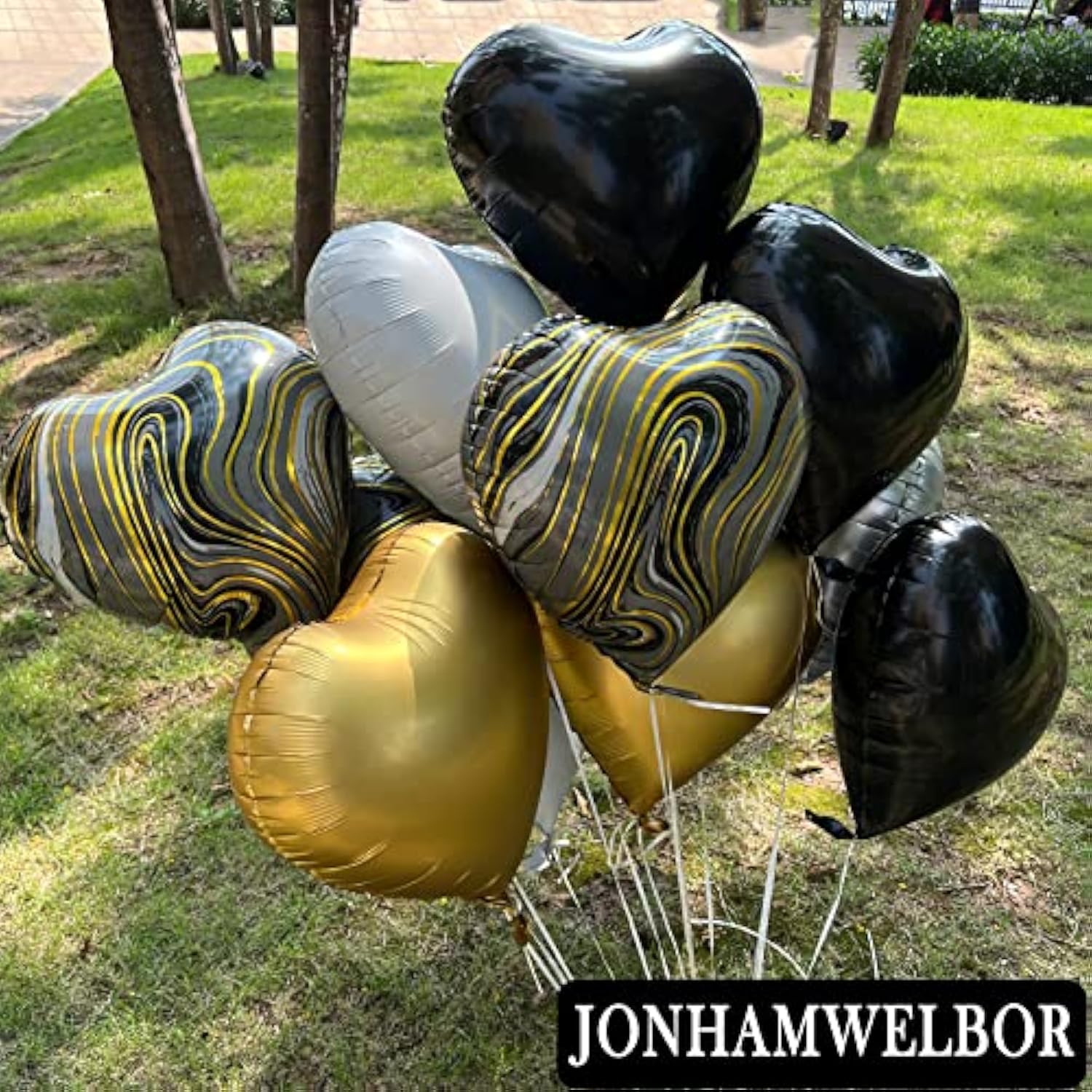 20Pcs 18 Inch Black Foil Mylar Heart Shape Balloons Decorations Valent