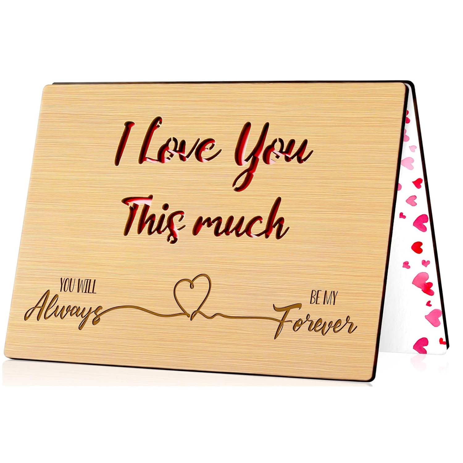 Husband Valentines Day Card, 5 Year 5Th Wood Anniversary Card For Wife, Wooden Valentine Card For Him Her Boyfriend Girlfriend, I Love You Will Always Be My Forever Card For Mom Daughter
