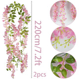 2 Pcs Wisteria Hanging Flowers Wisteria Flowers Vine Garland Wedding Arch Decoration Pink Artificial Wisteria Vines Hanging Flower Vines Silk For Party Garden Home Table Backdrop 6 Feet