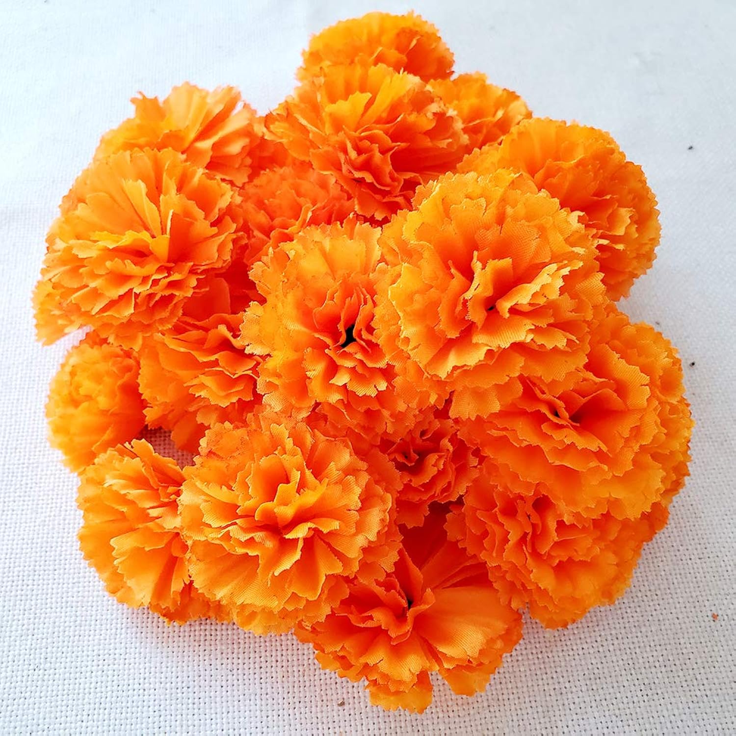 Marigold Flowers Heads Bulk, Silk Artificial Flowers For Diwali,Indian Festival, Diy Marigold Garland Day Of The Dead Decorations (Orange)