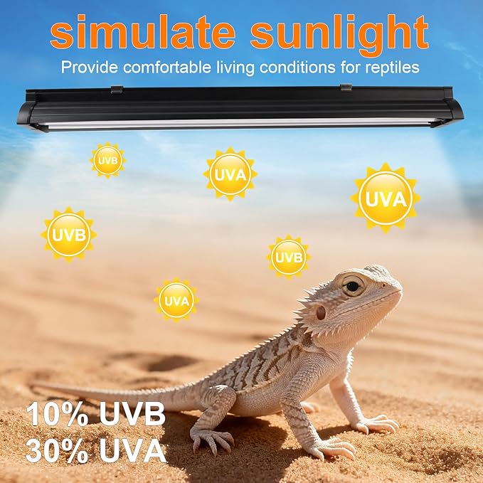 T5 UVB Reptile Light Fixture Combo Kit 24W 10.0 with 22.68 Inch Terrarium Hood for Bearded Dragon Gecko