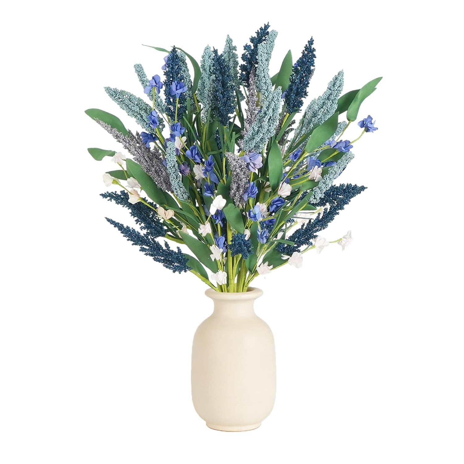 TEMPUS 6pcs 16" Artificial Lavender Stems - Bendable Floral Stems for Vase Centerpieces, Spring Wedding Decor, DIY Wreaths (Purple & Green)