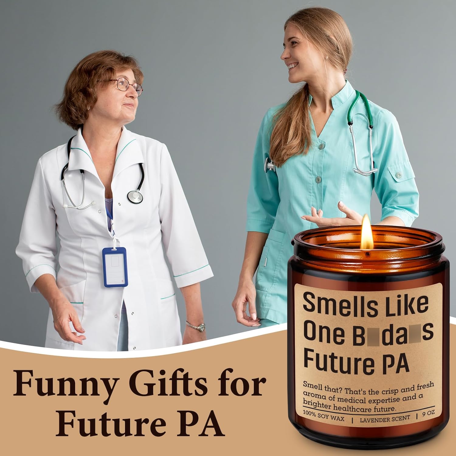 Candle, Future Physician Assistant Gifts, Pa School Essentials - Funny Pa Week, Graduation, Acceptance, White Coat Ceremony, Valentines, Birthday Present Ideas For Medical Students, Women, Men