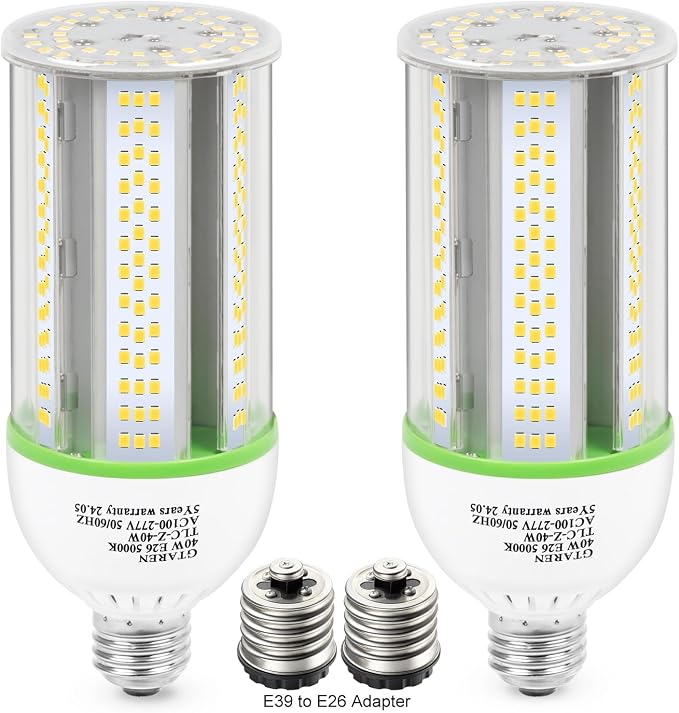 40W LED Corn Light Bulb 400W Equivalent 5600 Lumens 5000K Daylight E26 E39 Base