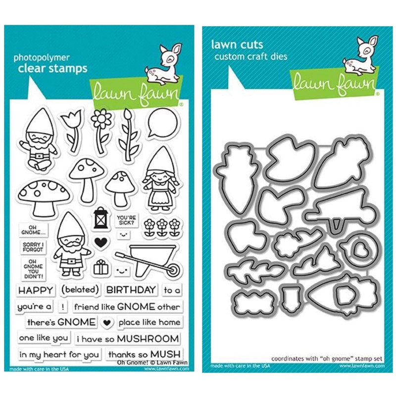 Oh Gnome! Clear Stamp Set And Matching Lawn Cuts Die Set (Lf1880, Lf1881) Bund