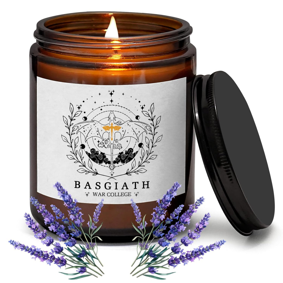 4Th Wing Gift Basgiath War College Bookish 7 Oz Lavender Scented Candle Relaxation Gifts Book Lover Gift Fantasy & Literature Inspired Scented Jar Candle (Candle-Basgiath War)