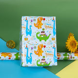 Dinosaur Wrapping Paper Roll 17 Inch X 60 Ft Per Roll, Cute Blue Green Dinosaurs Happy Birthday Wrapping Paper For Boys Kids, Gift Wrap Paper Happy Bday Wrap Dinosaur Parties, Baby Showers