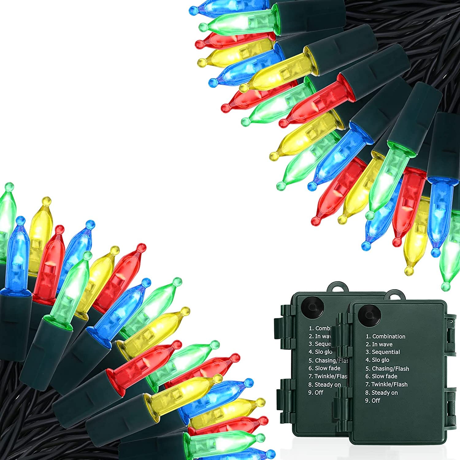 Battery Operated Christmas Lights, 2 Set Of 17Ft 50 Led Mini String Light With Auto-Timer 8 Modes Waterproof Tree Lights