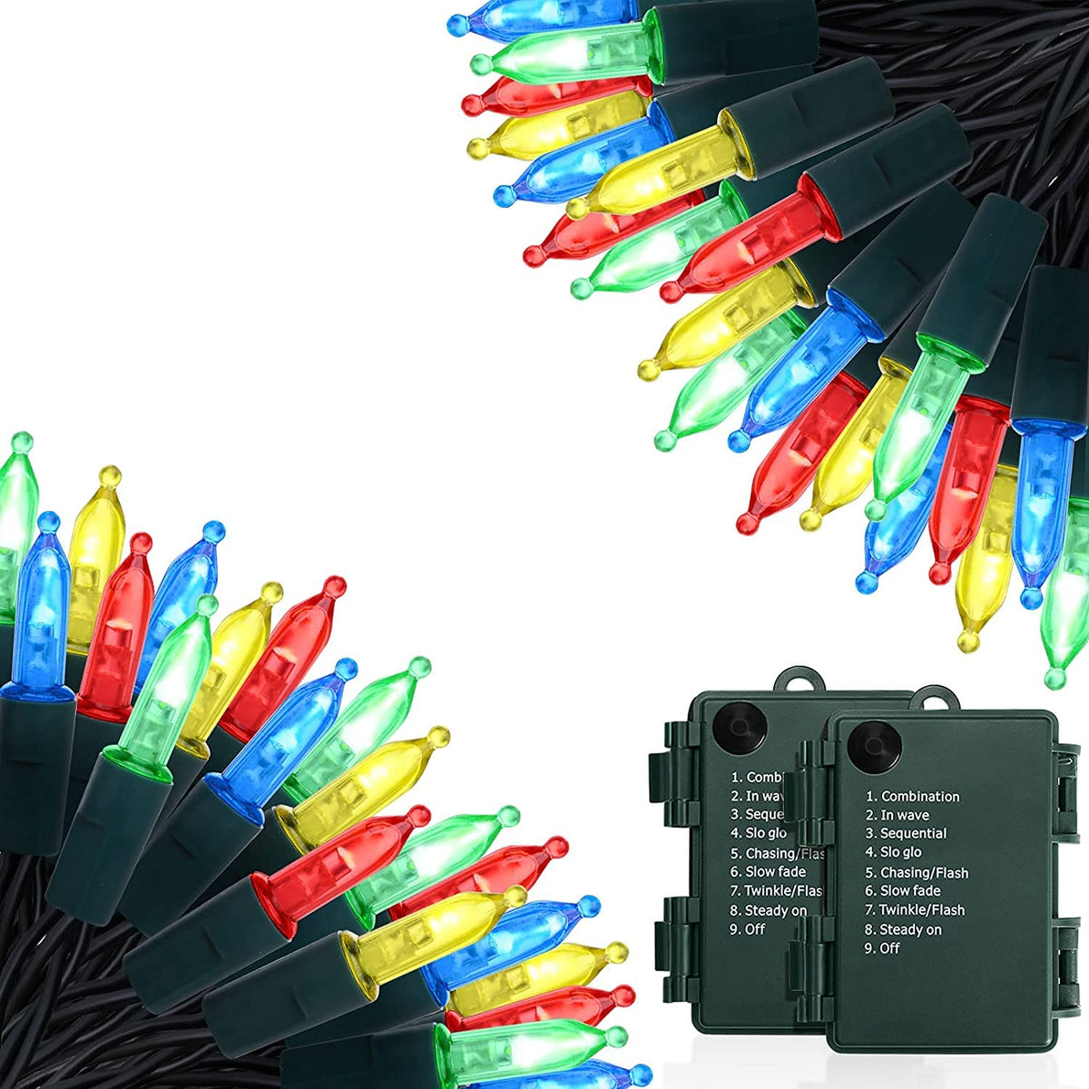 Battery Operated Christmas Lights, 2 Set Of 17Ft 50 Led Mini String Light With Auto-Timer 8 Modes Waterproof Tree Lights