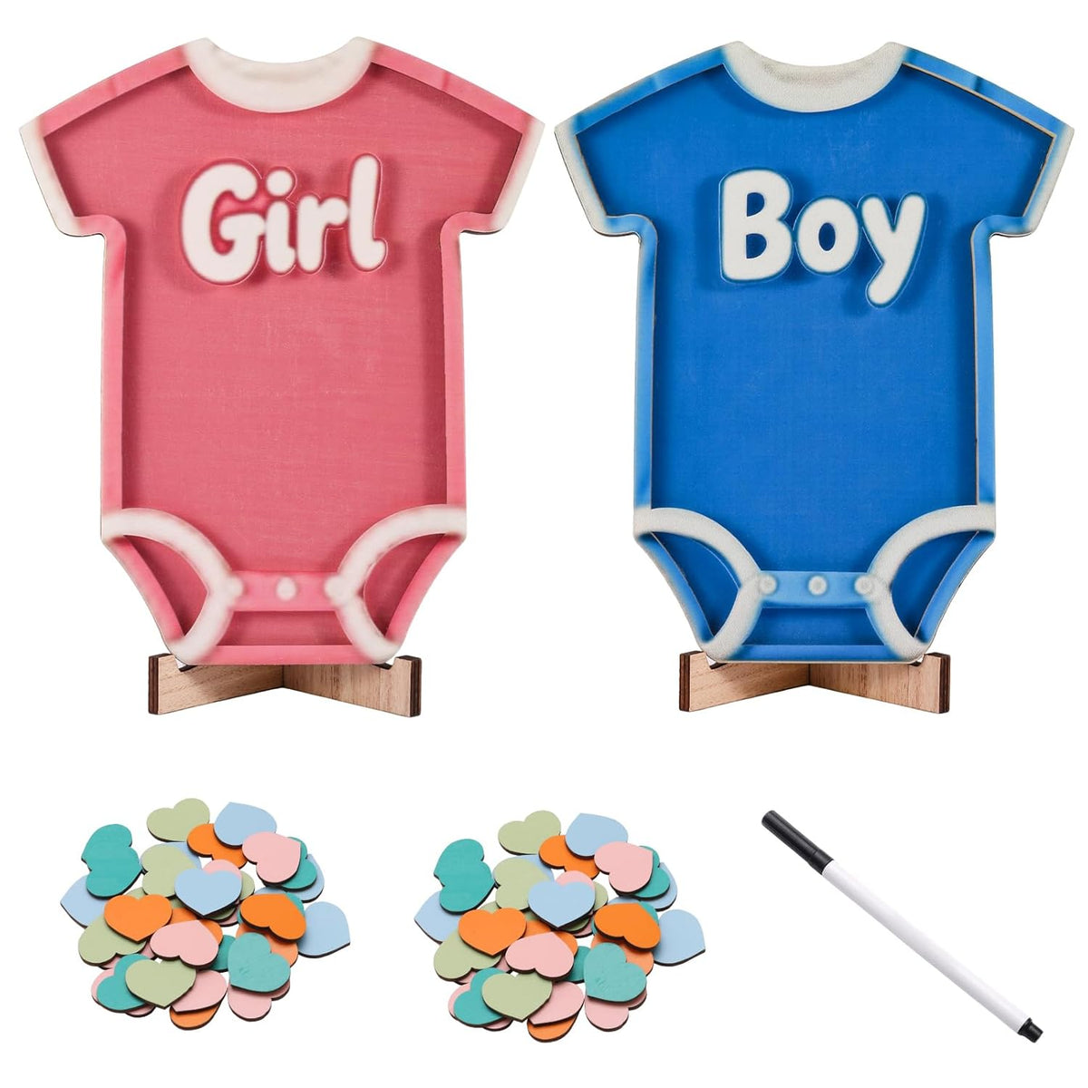 Baby Gender Reveal Voting Board With Stand, Girl Or Boy Voting Jar, Gender Guessing Girl Or Boy Game Board, Easy Tabletop Display For Baby Gender Reveal Games 2 Packs