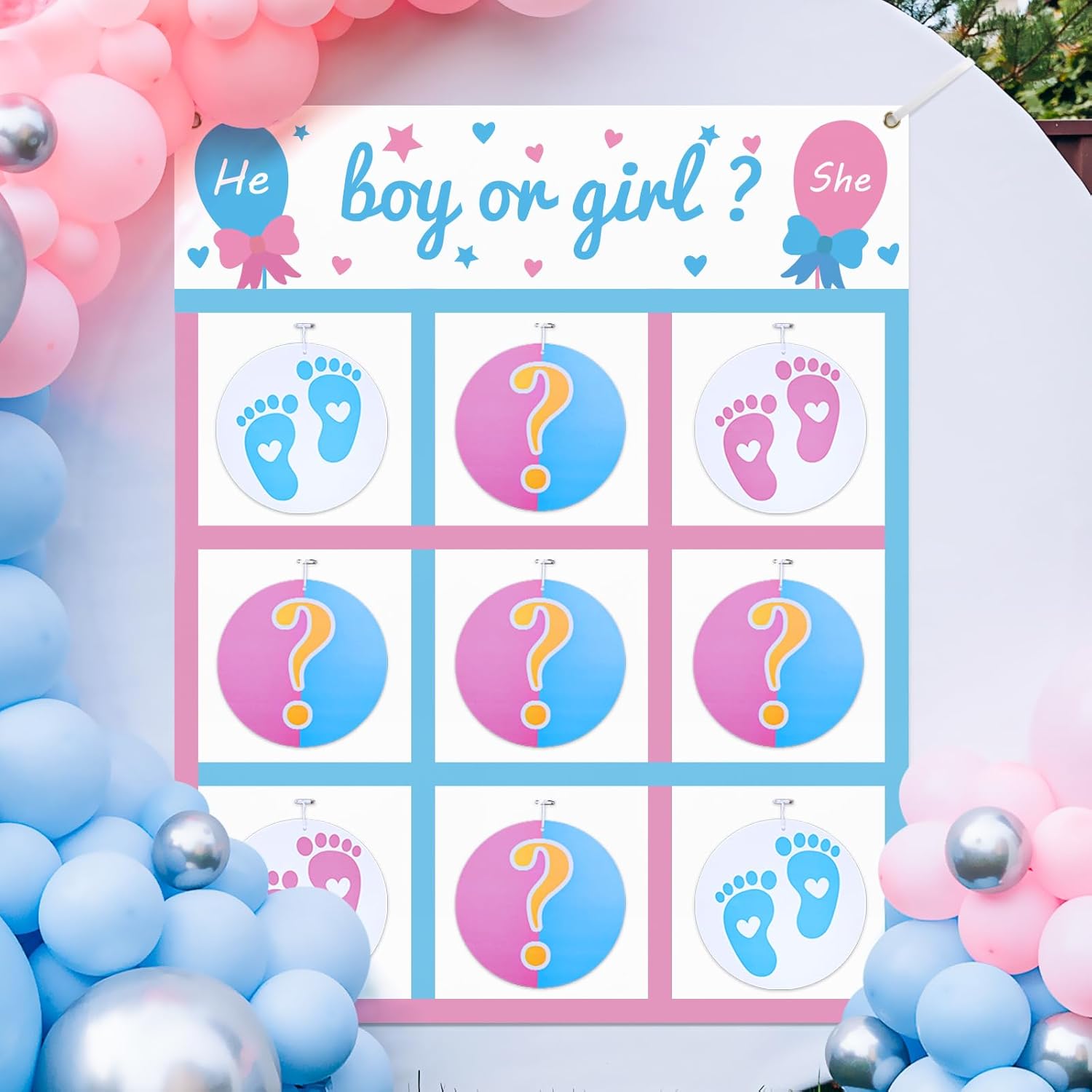 Gender Reveal Games Tic Tac Toe Board Game With 10 Boy Or Girl Signs, Gender Reveal Ideas, He Or She, Boy Or Gir Sign Gender Reveal Party Supplies, Baby Shower Gender Reveal Decorations
