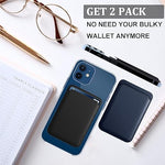 [2 Pack] Magnetic Leather Wallet for iPhone 15/14/13/12 Series - Black, Blue