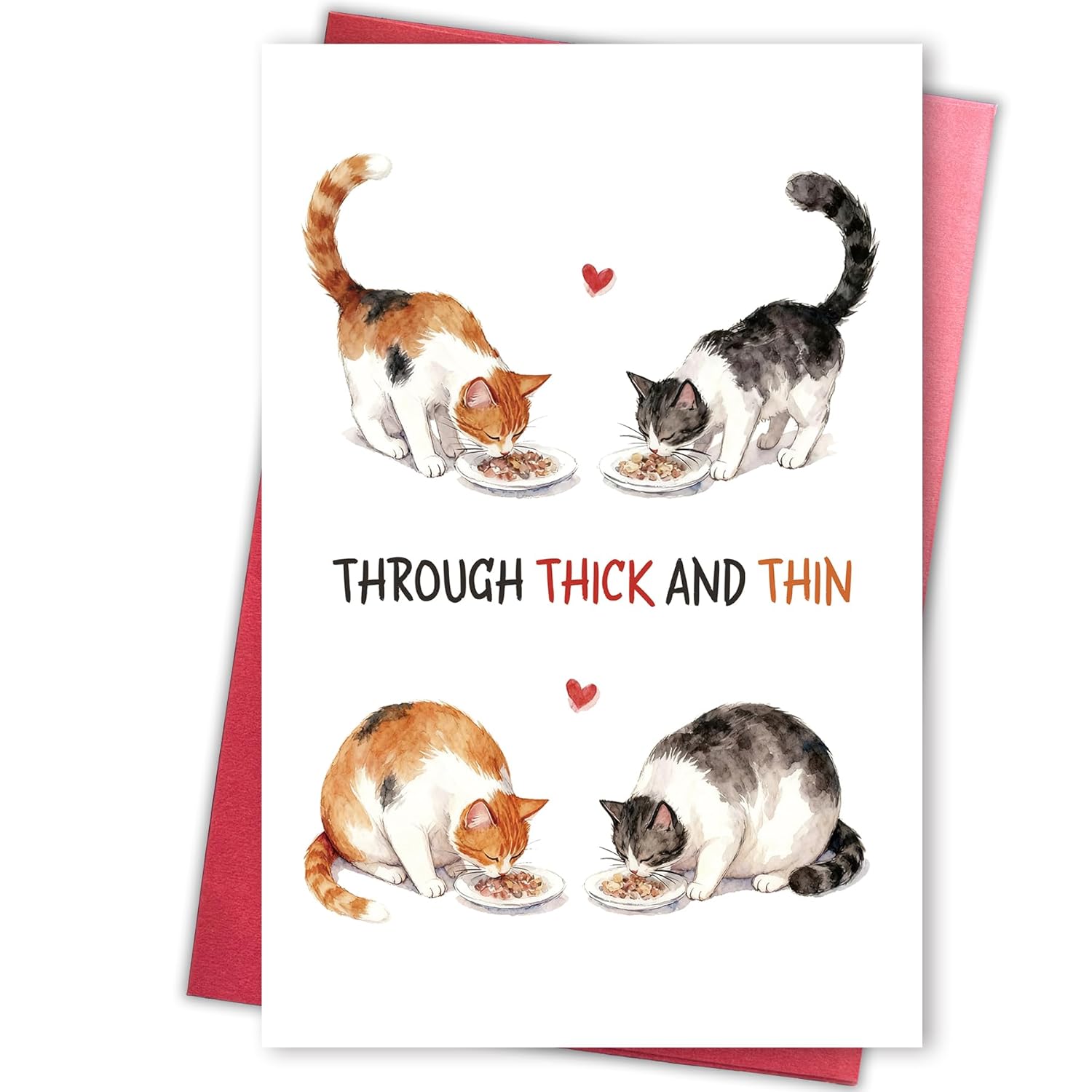 Cute Cat Anniversary Card For Couples, Valentine’S Day Card For Cat Lovers, Romantic Love Card For Husband Wife Boyfriend Girlfriend, Through Thick And Thin