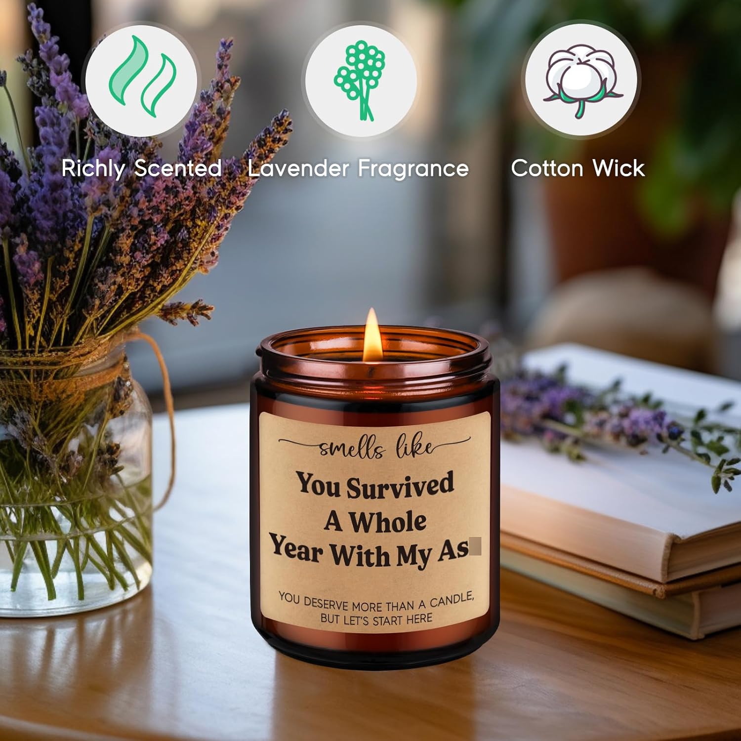 Scented Candle, 1St Anniversary Candle Gifts For Boyfriend, Girlfriend - 1 Year Paper Anniversary Happy Gifts For Couple, Him, Her - First, One Year Wedding Anniv. Presents For Husband, Wife