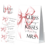 How Many Kisses Bridal Shower Game, Pink Bow Bridal Shower Sign And 50 Cards, Wedding Games For Reception, Engagement Party Games, Wedding Party Decorations, Newlyweds Gifts For Couples,1