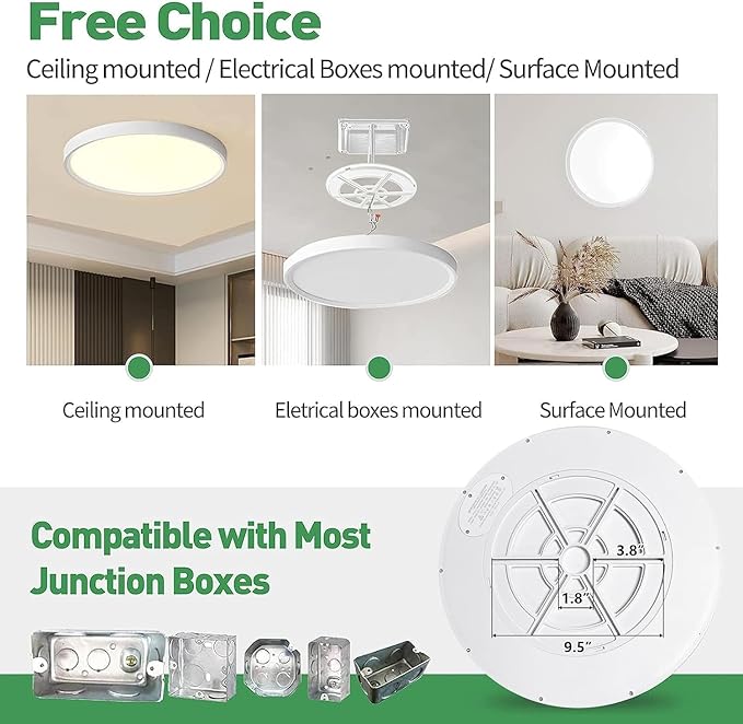 15.8 Inch LED Flush Mount Ceiling Light 3480LM 3CCT Round Flat Panel Fixture