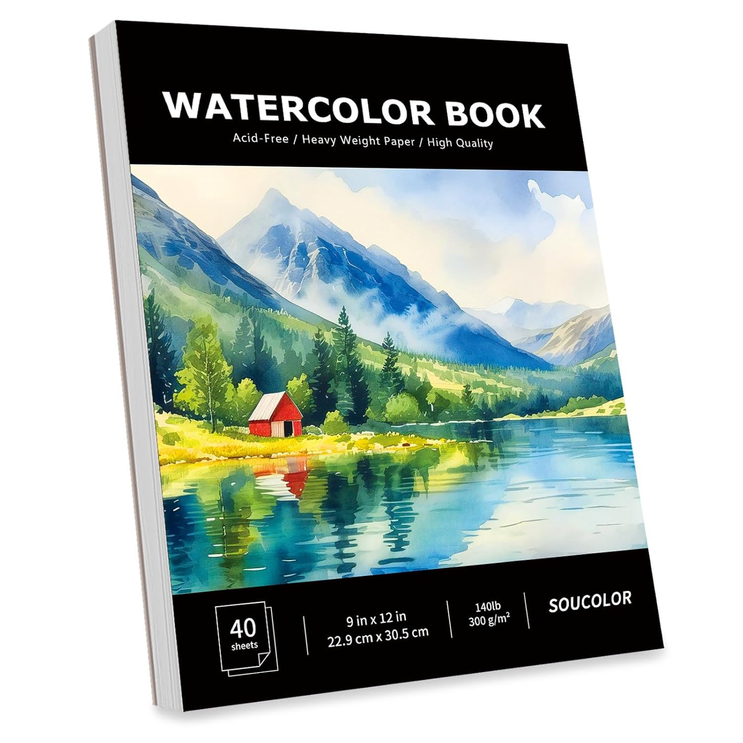 Watercolor Paper Pad, 9"X12" Water Color Paper, 140Lb/300Gsm 40 Sheets Artist Painting Drawing Paper Book, Art Supplies For Adults, Watercolor Paint Set, Sketchbook, Journal, Notebook