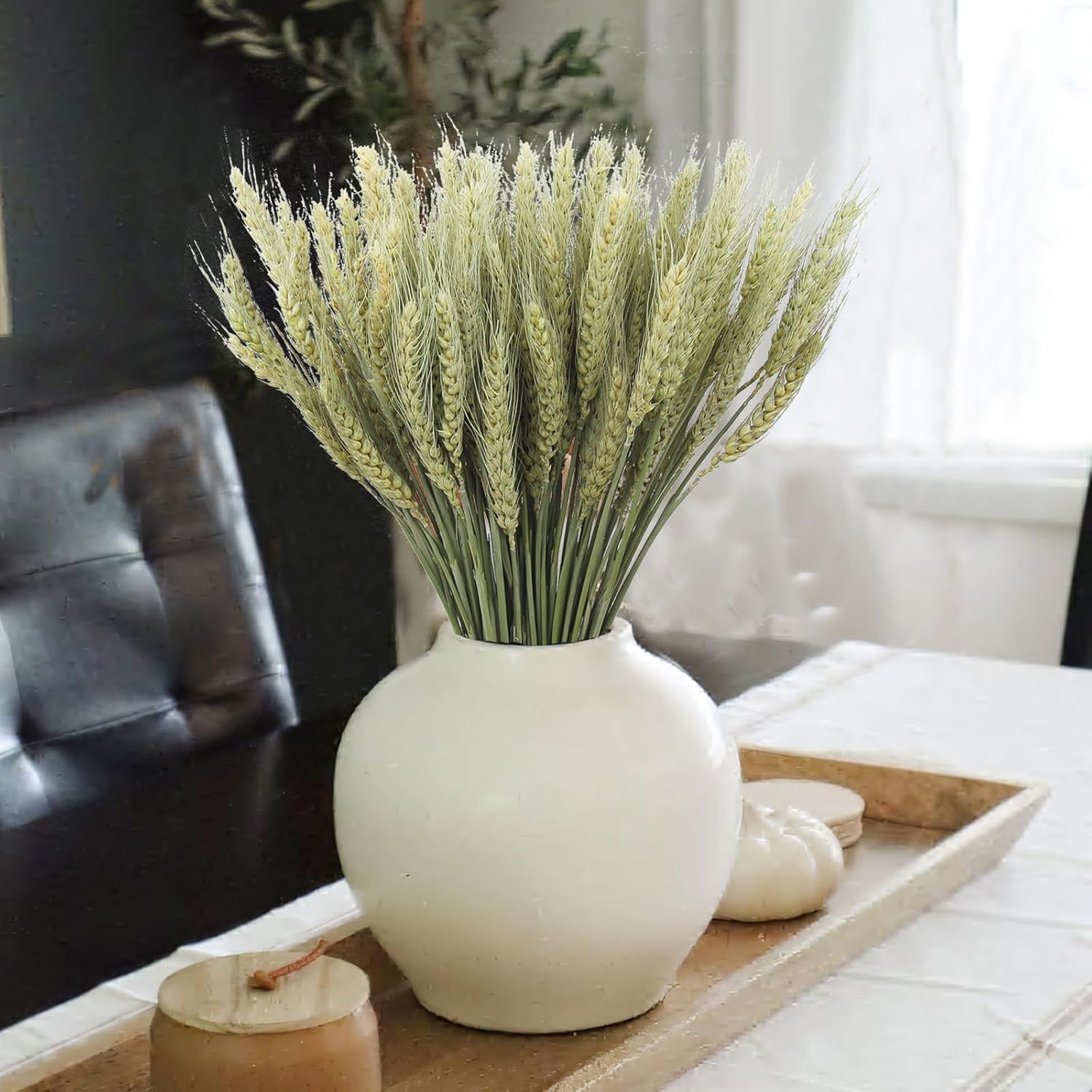 100 Pcs Dried Wheat Stalks Bundle Natural Dried Wheat Sheaves Stems Wheat Grass Dried Flowers Arrangement Bouquet For Wedding Party Table Centerpiece Fall Harvest Wreath Boho Decor Farmhouse