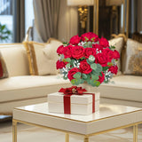 10 Pcs Velvet Fake Red Roses Artificial Red Flowers Bulk, Silk Faux Roses With Stems For Wedding Centerpieces Bridal Bouquets Home Decorations Valentine'S Day Floral Arrangements