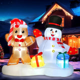 Christmas Outdoor Inflatables, 4Ft Blow Up Christmas Decorations Outdoor, Holiday Inflatable Gingerbread Man And Snowman