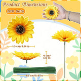 100 Pcs Large Sunflower Artificial Flowers Bulk,Sunflower Heads Flower Stem,4.1 In Fake Sunflowers,Artificial Flower Stem For Bouquet Parties, Events, And Wedding Decorations