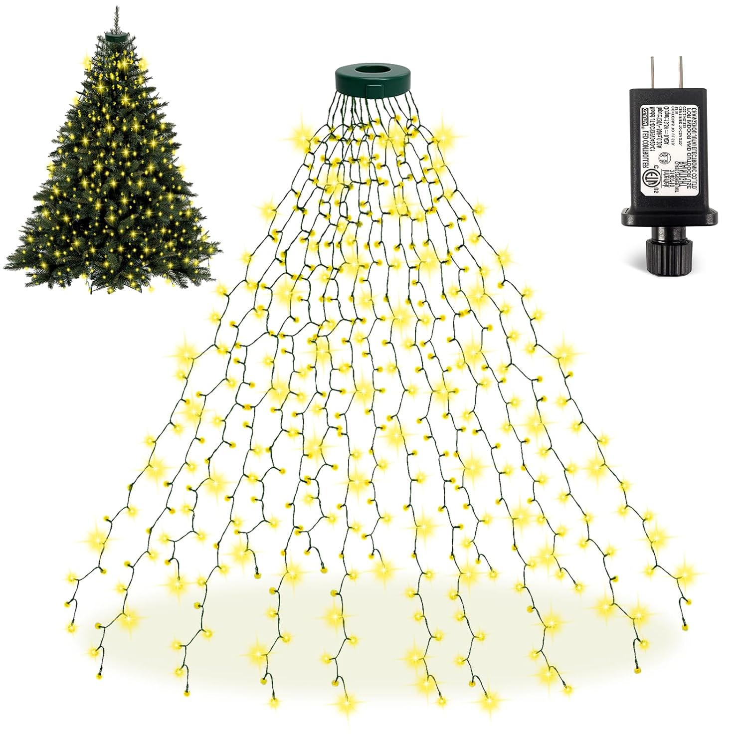 Christmas Tree Lights 400 Led Christmas Lights For Tree, 6.6Ft X 16 String 8 Lighting Modes Fairy Tree Light With Timer