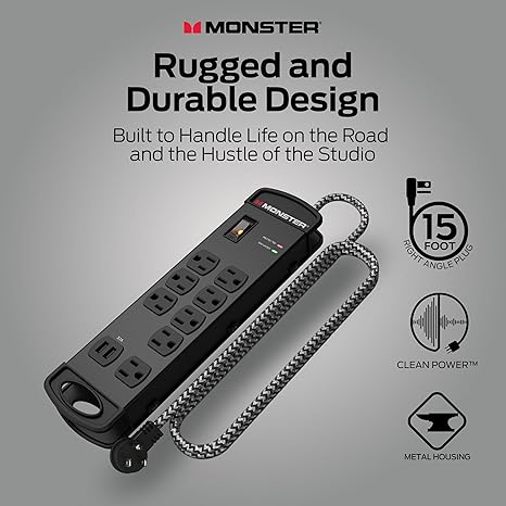Surge Protector Power Strip Fireproof MOV Technology for Computer Audio Gear Pedal Board