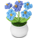 Valentines Day Gifts For Her Women Valentines Day Decorations Crochet Flowers Forget Me Not Bouquet For Desk Decor, Blue