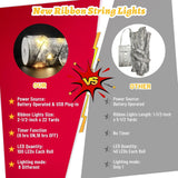 Christmas Ribbon Lights, 33Ft 100 Led Tree Decorations With Remote, Battery & Usb Powered, 8 Modes, Timer, 2.5 Inch Doub