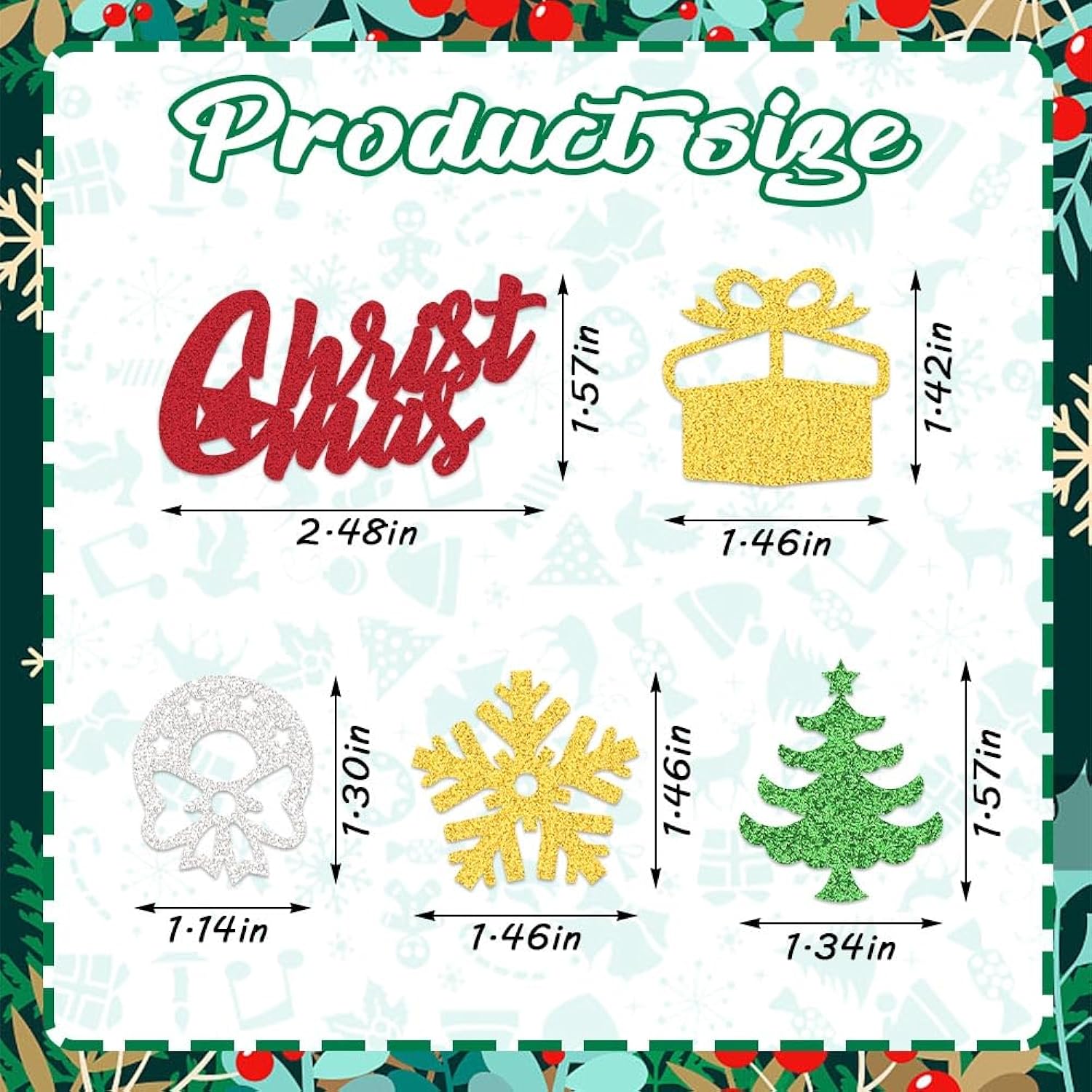 200 Pcs Christmas Confetti Decorations For Table, Xmas Trees Wreath Sequins Glitter Red Green Sliver Table Confetti Snowflake Gift Paper Confetti For Christmas Party Decorations New Year Favors