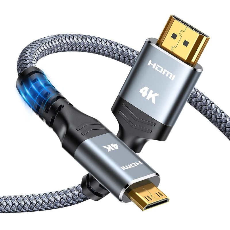 Mini Hdmi To Hdmi Cable 10Ft, (4K 60Hz) High Speed Hdmi To Mini Hdmi Male Bi-D