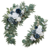 Dusty Blue Flower For Wedding Welcome Signs Decorations, Artificial Wedding Arch Flowers For Wedding Ceremony (Set Of 2)
