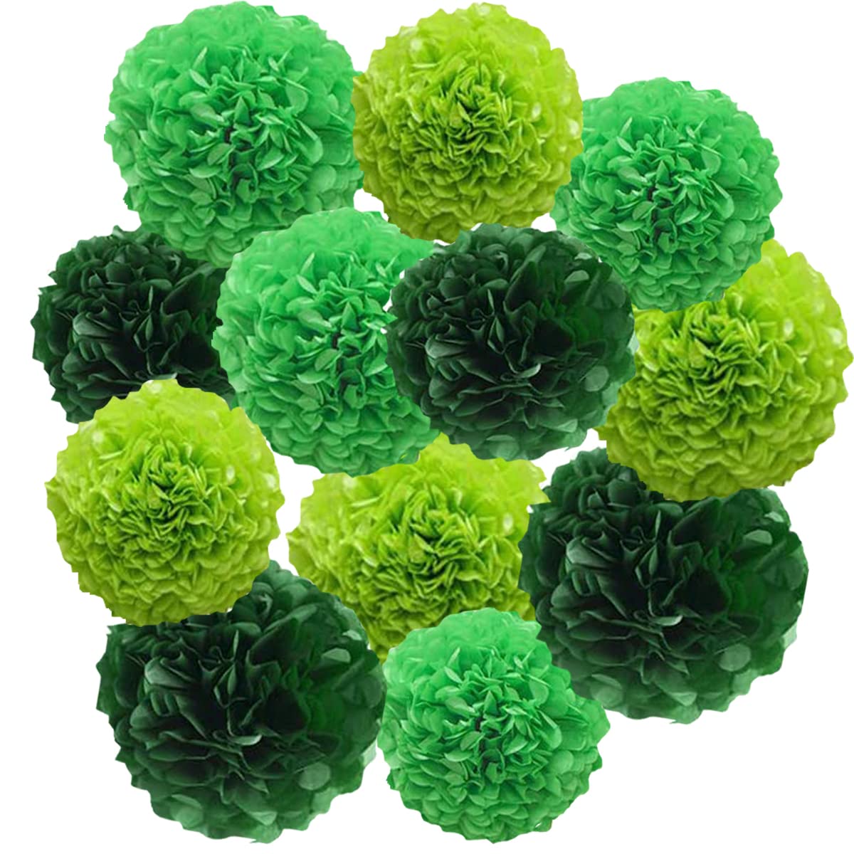 12pcs 10in 12in Green Paper Pom Poms Tissue Paper Flower Hanging FlowerBall