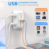 2 Pack Surge Protector Outlet Extender 6 Outlets 4 USB Ports 2 USB C Wall Plug White