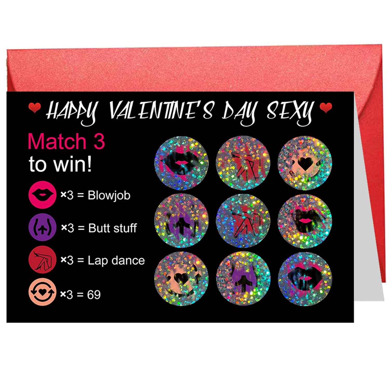 Scratch Off Valentine’S Day Card For Him, Funny Valentine’S Day Greeting Card For Boyfriend Husband Fiance, Naughty Scratch Happy Valentine’S Day Gift Card For Men, 4 X 6 Inch