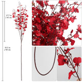 Red Orchid Artificial Flowers 6Pcs Silk Dancing Lady Orchids 35.5" Long Stem Faux Orchid Fake Flower In Bulk For Home Wedding Bridal Bouquet Party Garden Kitchen Decor(Red)