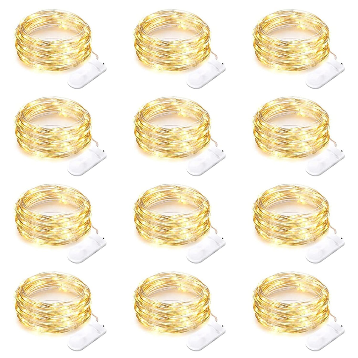 12 Pack Battery Operated Fairy String Lights 7 Feet 20 Led Waterproof Silver Wire Firefly Starry Moon Lights For Bedroom